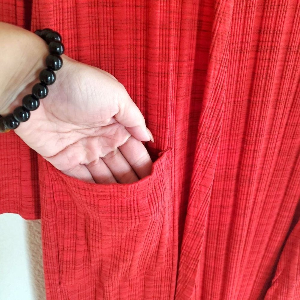 Lularoe Womens Cardigan Red S Open Front Long Sleeve Pockets - Picture 5 of 7